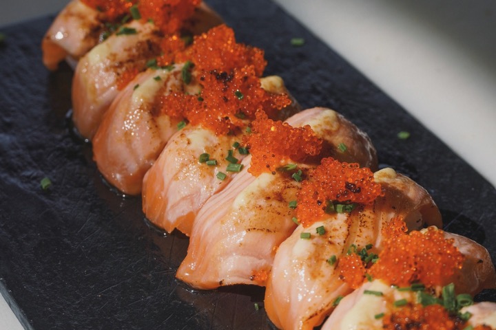 Nigiris de salmón del restaurante Fortuna, Mallorca