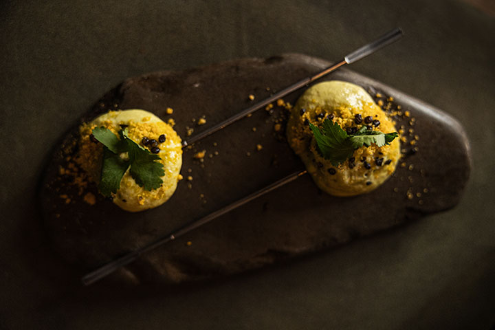 Pastel de pescado de Terrae, Mallorca. Restaurante con una Estrella Verde Michelin