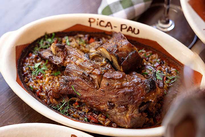 Roast goat meat with oven baked rice