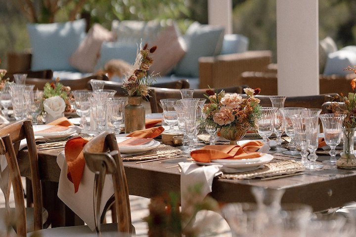 Table decoration for wedding catering in Ibiza