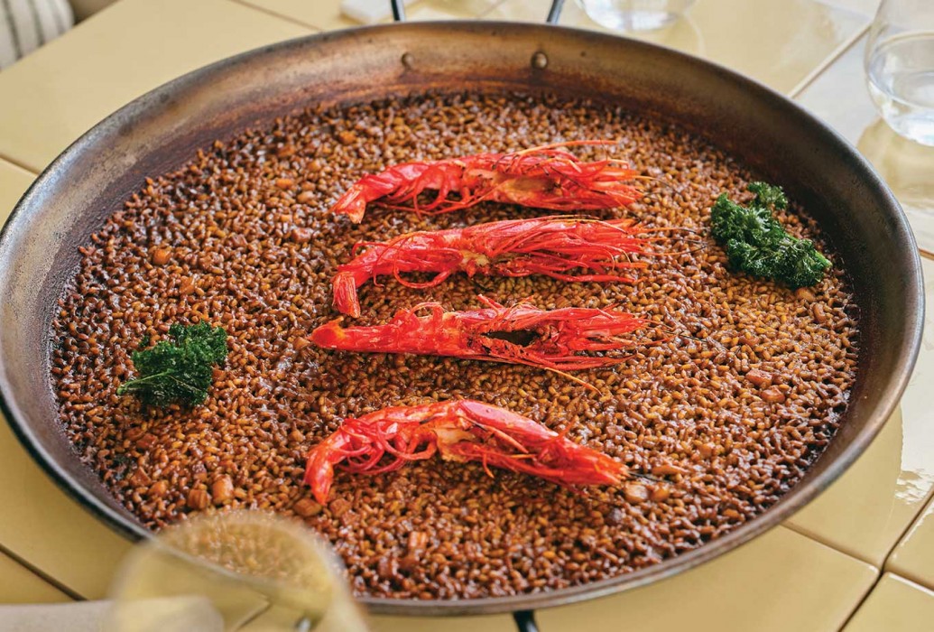 Scarlet prawn rice. Lumbre restaurant, Ibiza Scarlet prawn rice. Lumbre restaurant, Ibiza