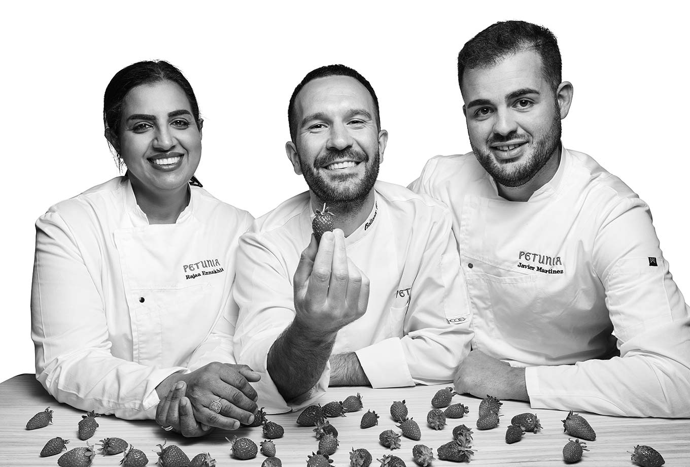 Baltasar, Rajaa and Javier. La Mesa d’Es Vedrà restaurant, Ibiza Baltasar, Rajaa and Javier. La Mesa d’Es Vedrà restaurant, Ibiza