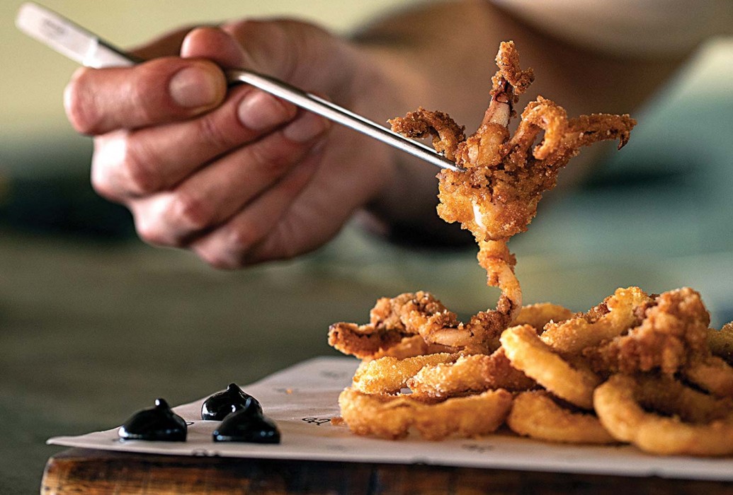 Roman-style squid. Bollo Restaurant, Formentera Roman-style squid. Bollo Restaurant, Formentera