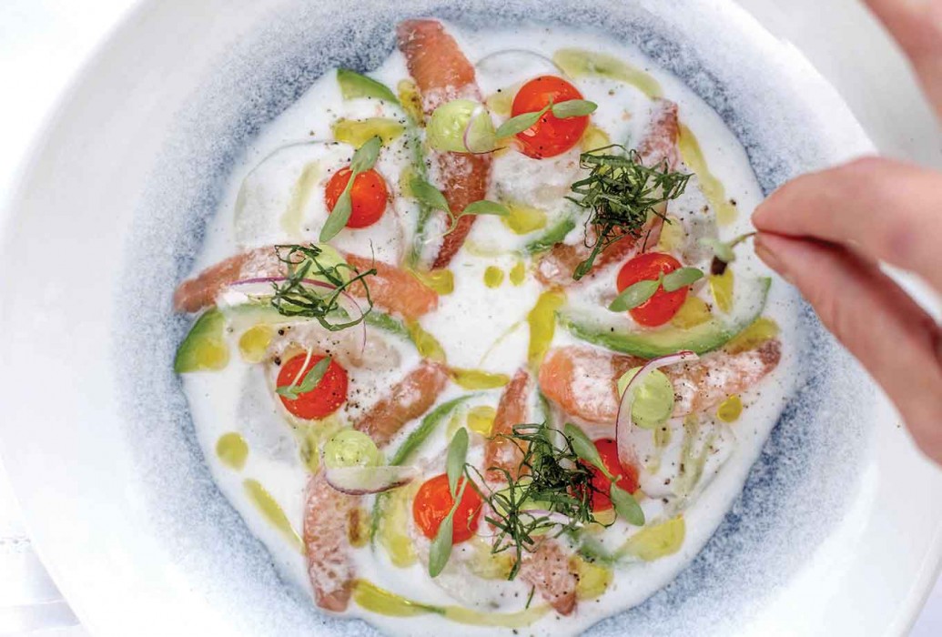 Scallop Ceviche. Sa Terrassa Restaurant, Mallorca Scallop Ceviche. Sa Terrassa Restaurant, Mallorca