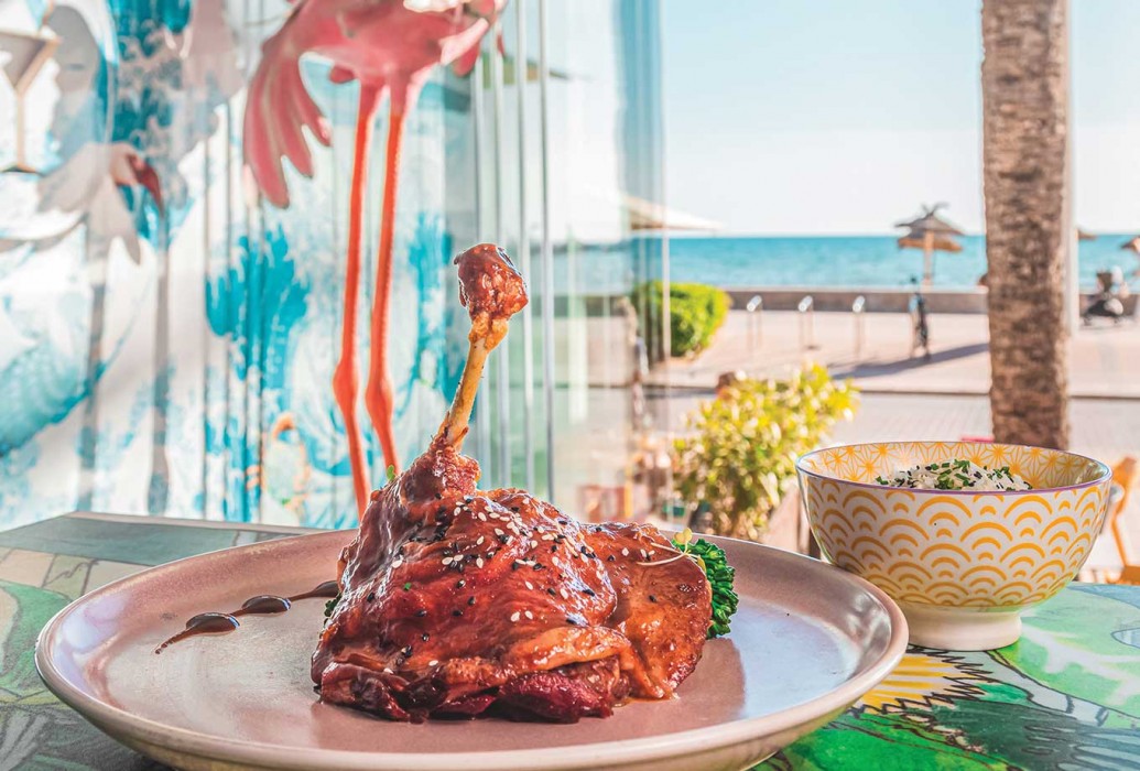 Duck confit with Hoysin sauce. Bonito Kitchen & Cocktails restaurant, Mallorca Duck confit with Hoysin sauce. Bonito Kitchen & Cocktails restaurant, Mallorca