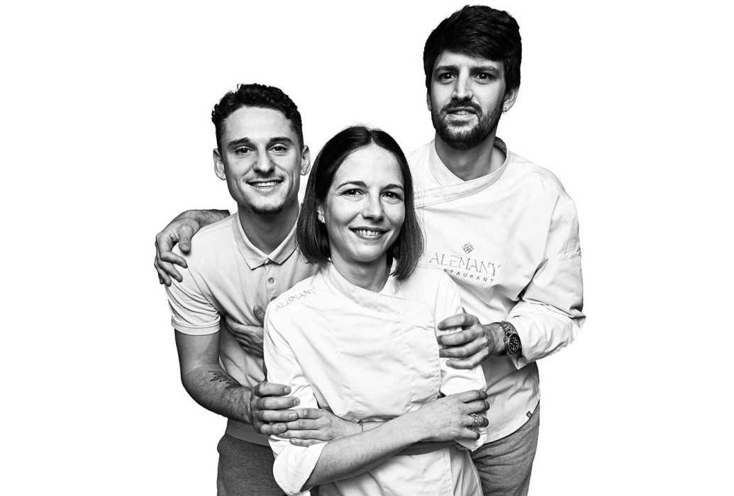 Joan, Olga y Guillem. Equipo Alemany Restaurant, Mallorca