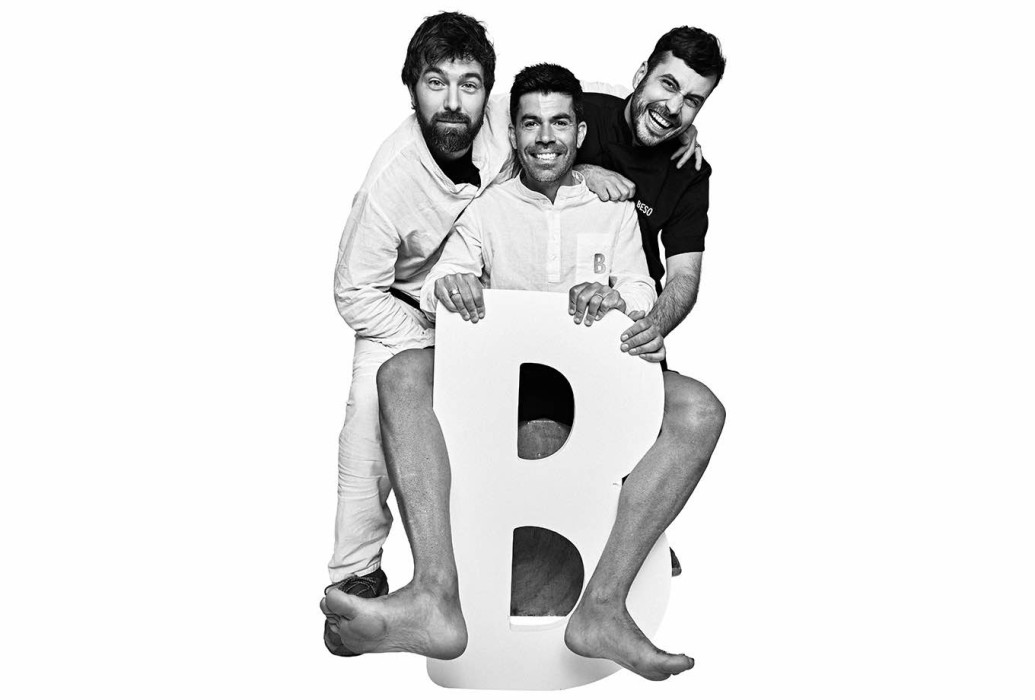 Pablo, Christian y Vicent. Restaurante Beso Beach Formentera