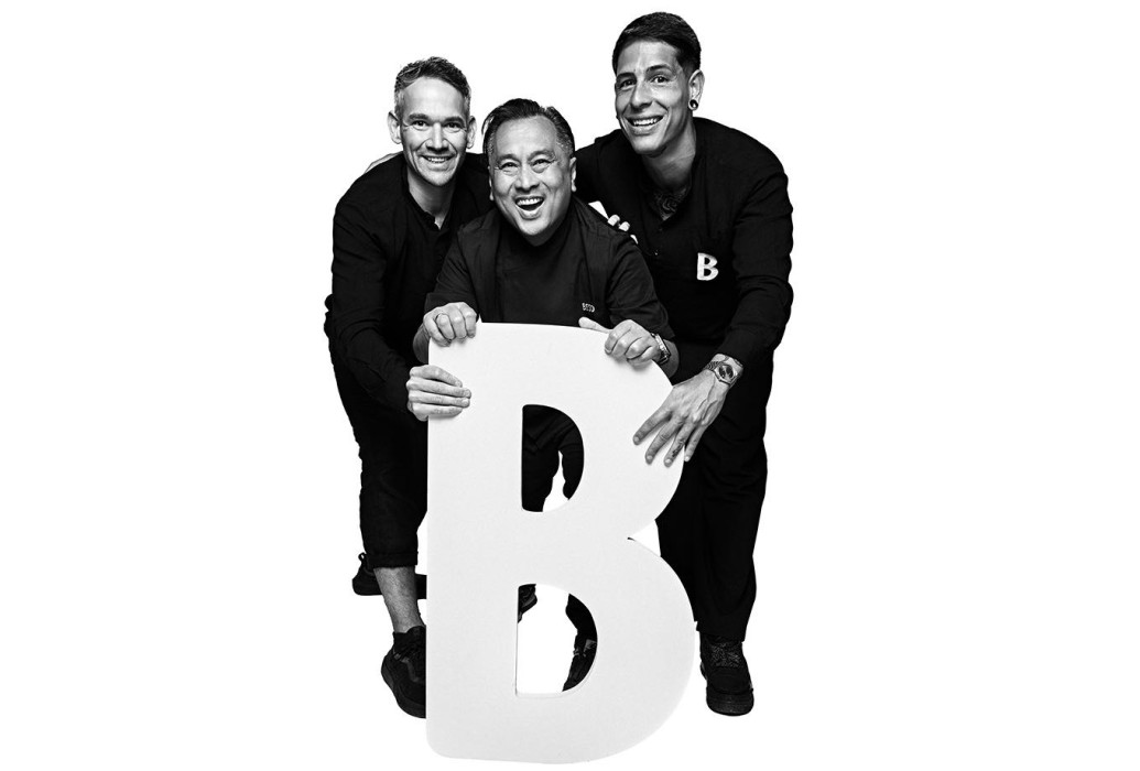 Simón, Dennis, Nicolás. Equipo Restaurante Beso Beach Ibiza