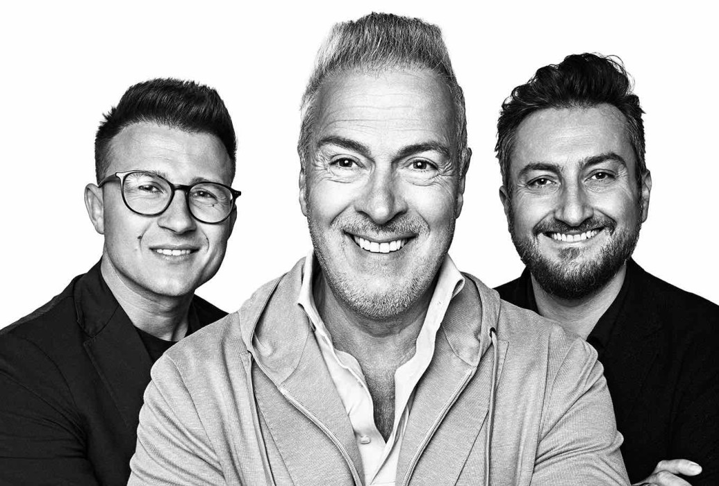 Marco, Luca y Riccardo. Restaurante Mar de Nudos. Palma de Mallorca