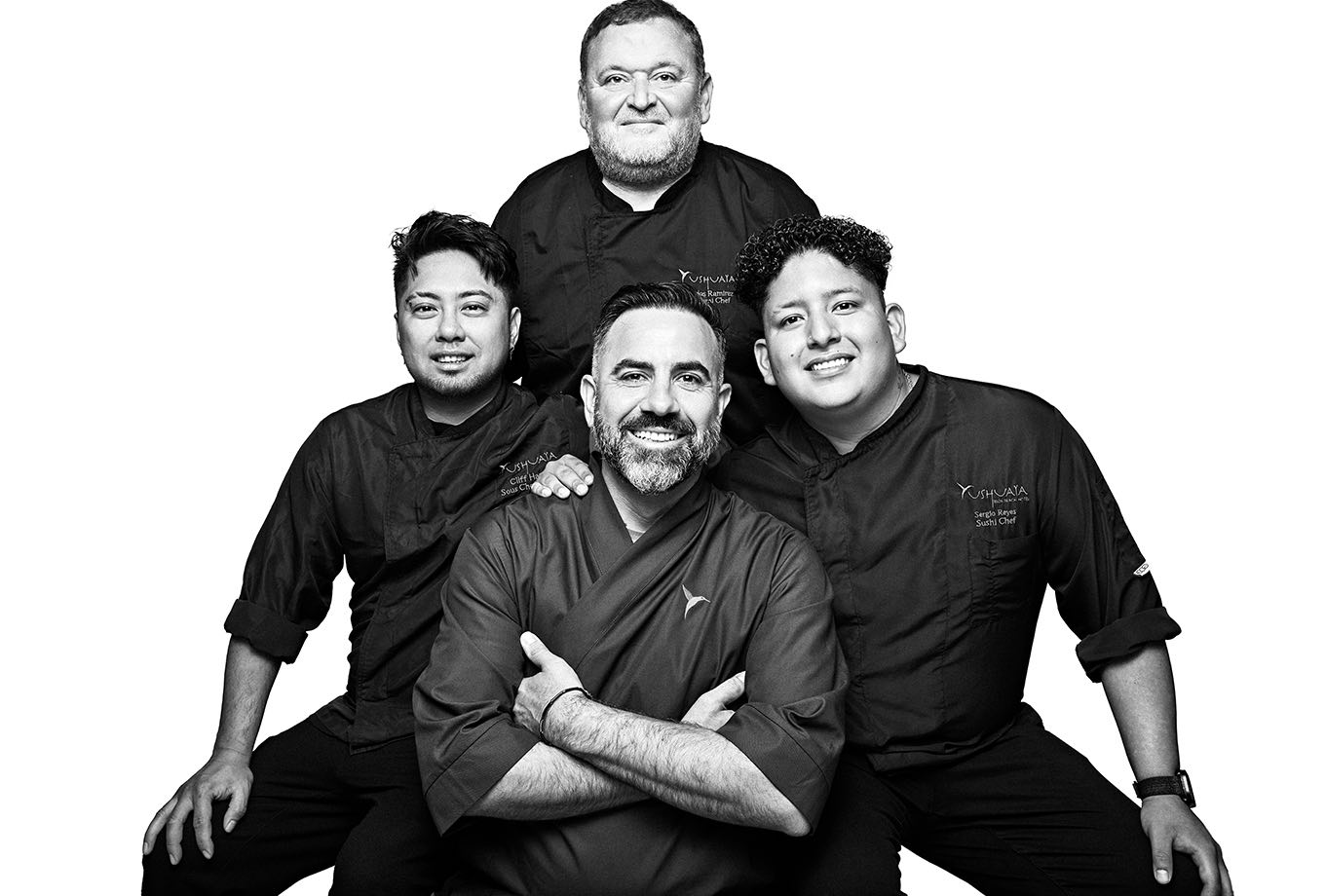 Sergio, Cliff, Carlos y Florentino, equipo Minami Japanese Restaurant, Ibiza Sergio, Cliff, Carlos y Florentino, equipo Minami Japanese Restaurant, Ibiza