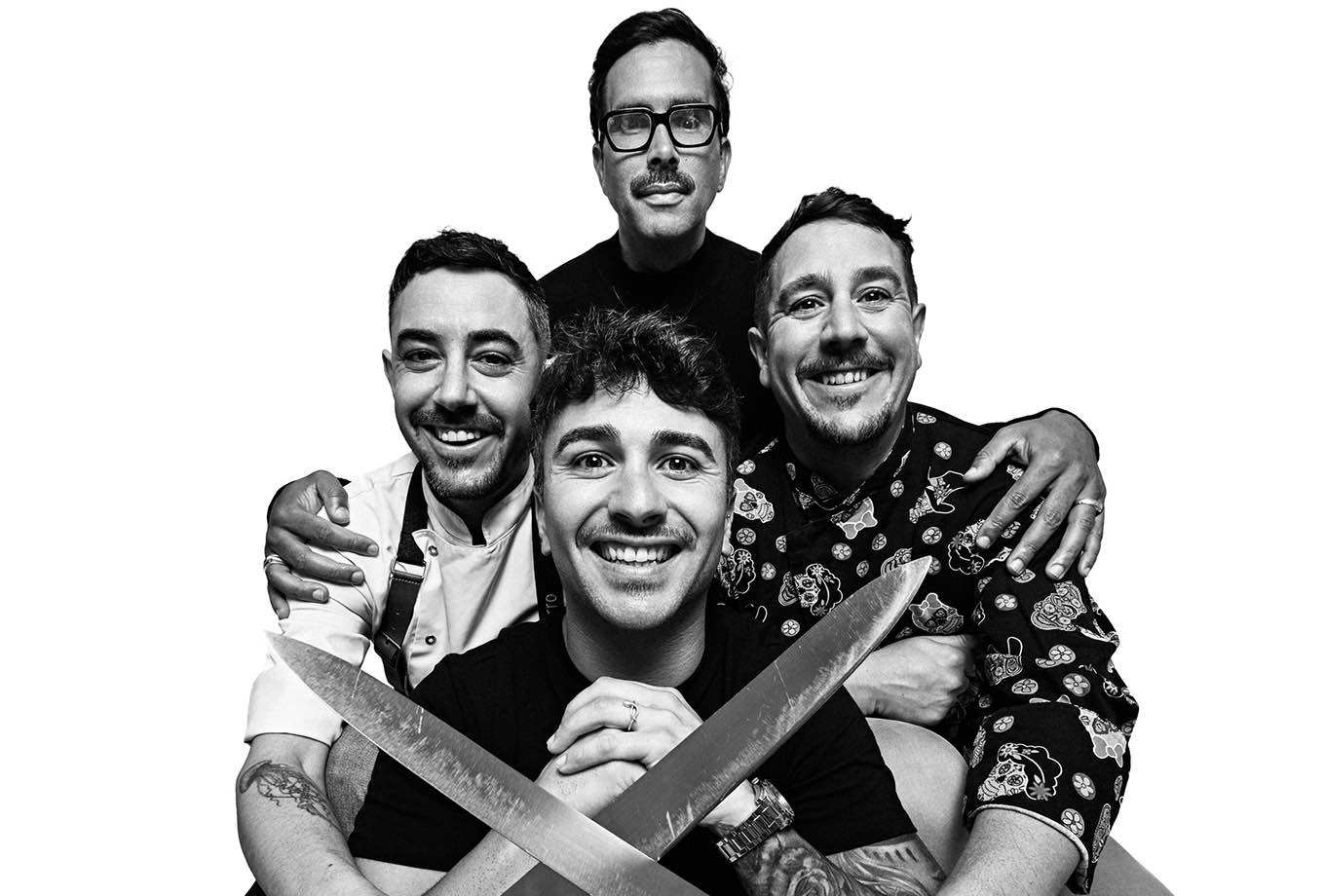 Alberto, Stefano, Aldo y Saulo. Restaurante Barro Formentera