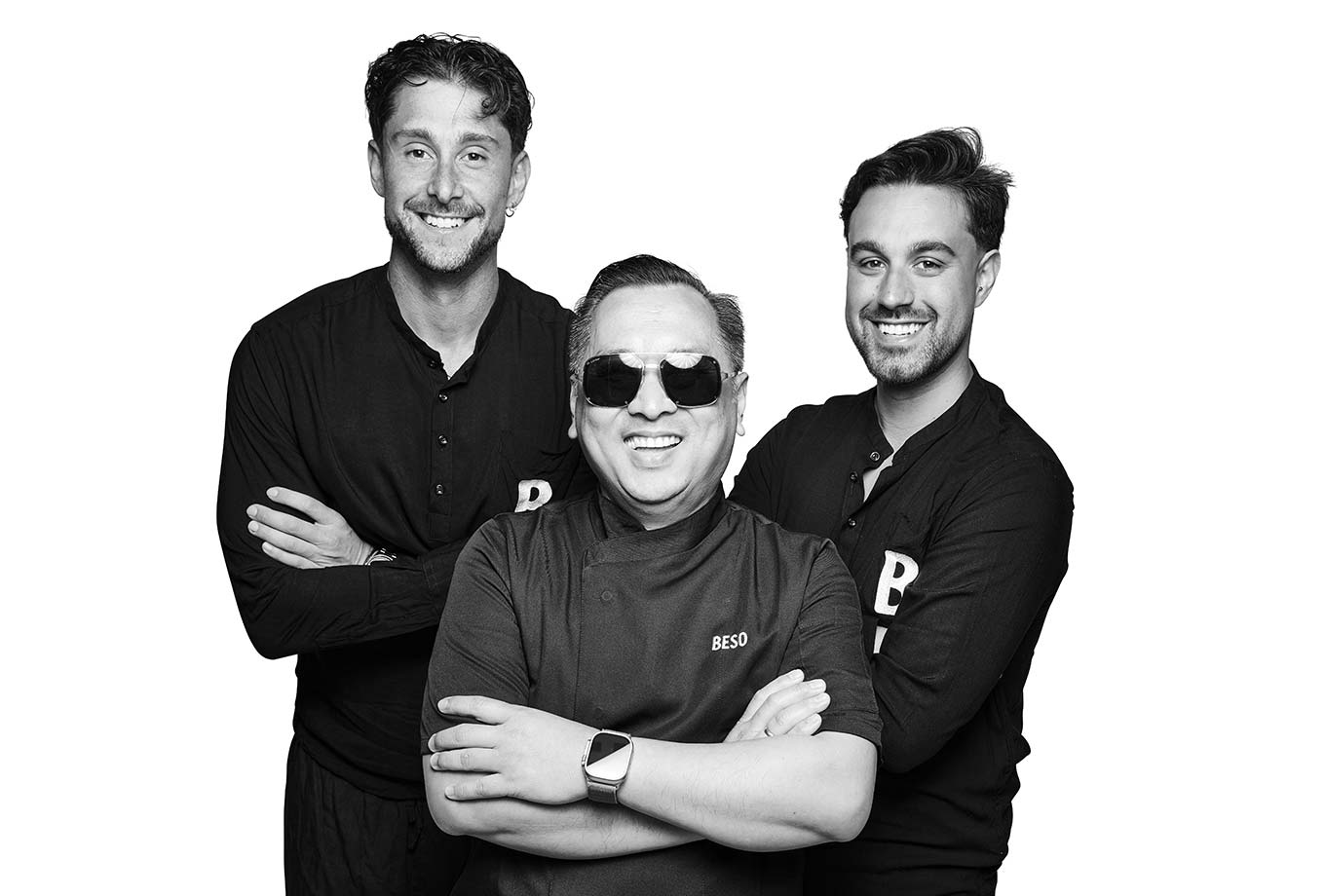 Arkaitz, Dennis, Gonzalo. Equipo Restaurante Beso Beach Ibiza Arkaitz, Dennis, Gonzalo. Equipo Restaurante Beso Beach Ibiza