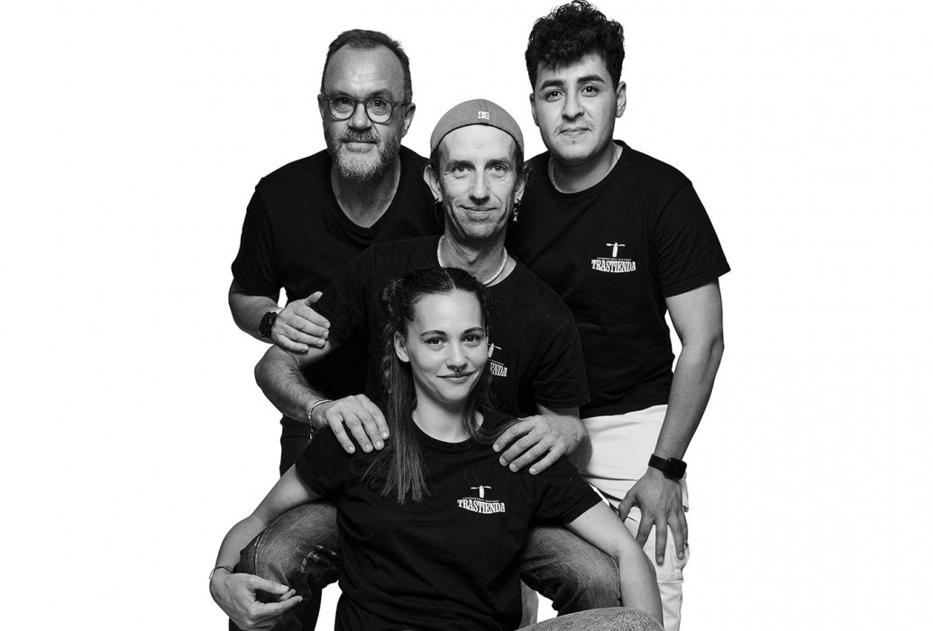 Ricard, Mohamed, Rocío y Vicent, equipo del restaurante La Trastienda, Formentera