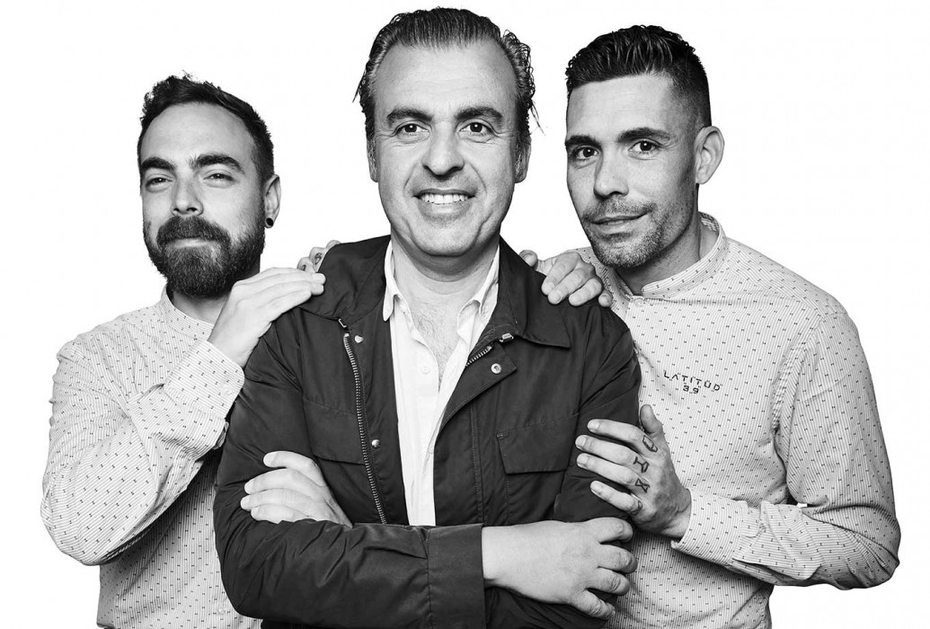 Toni, Jacobo and Jesús. Latitud 39 restaurant team, Mallorca