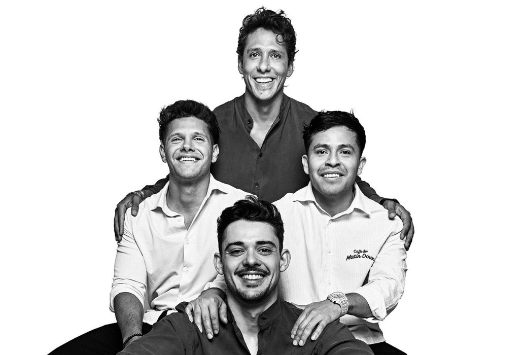 Matteo, David, John and Jorge. Sa Capella Restaurant team. Sant Antoni de Portmany, Ibiza