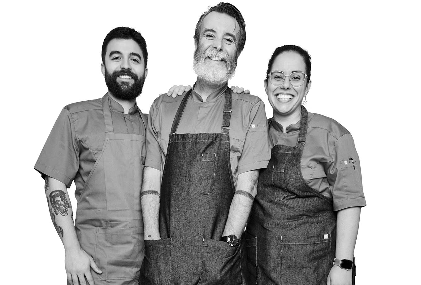 Nuno, María and Mauricio, team of Santa Joana restaurant, Lisbon Nuno, María and Mauricio, team of Santa Joana restaurant, Lisbon