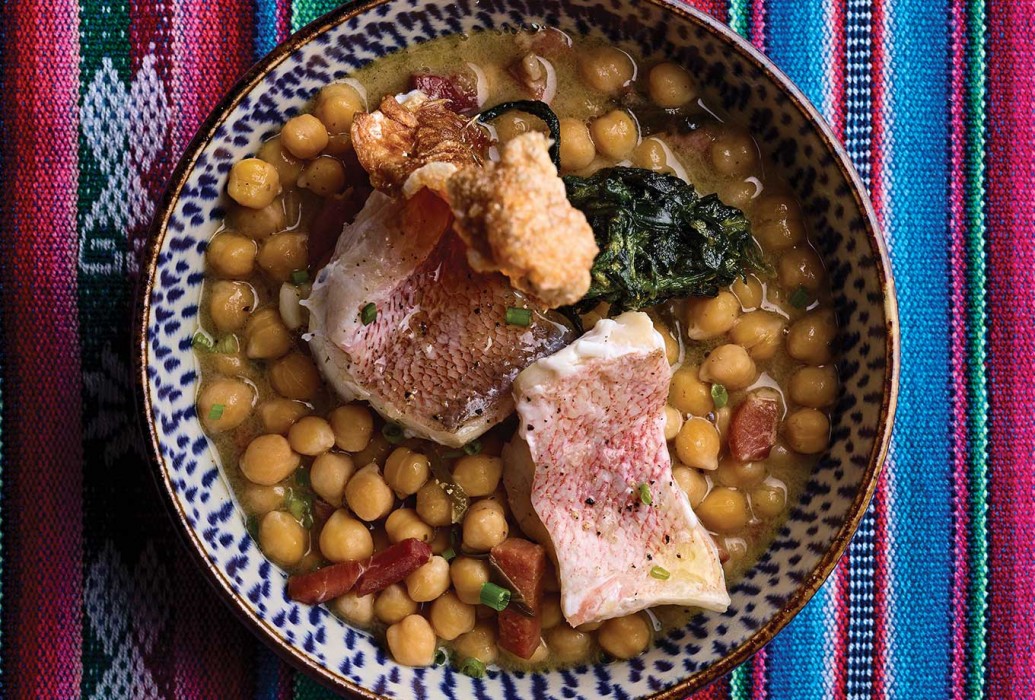 Chickpeas with red mullet. Can Limo Restaurant, Ibiza Chickpeas with red mullet. Can Limo Restaurant, Ibiza