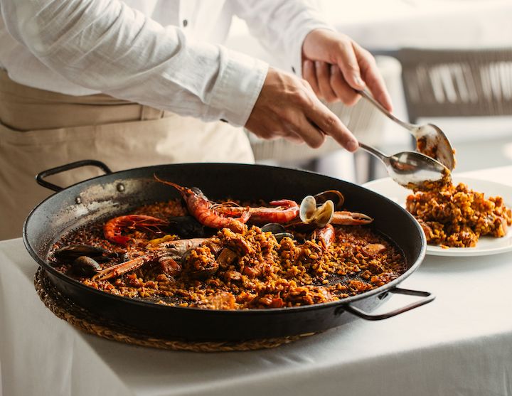 Seafood paella. CBbC Marina Sta Eulalia restaurant, Ibiza Seafood paella. CBbC Marina Sta Eulalia restaurant, Ibiza