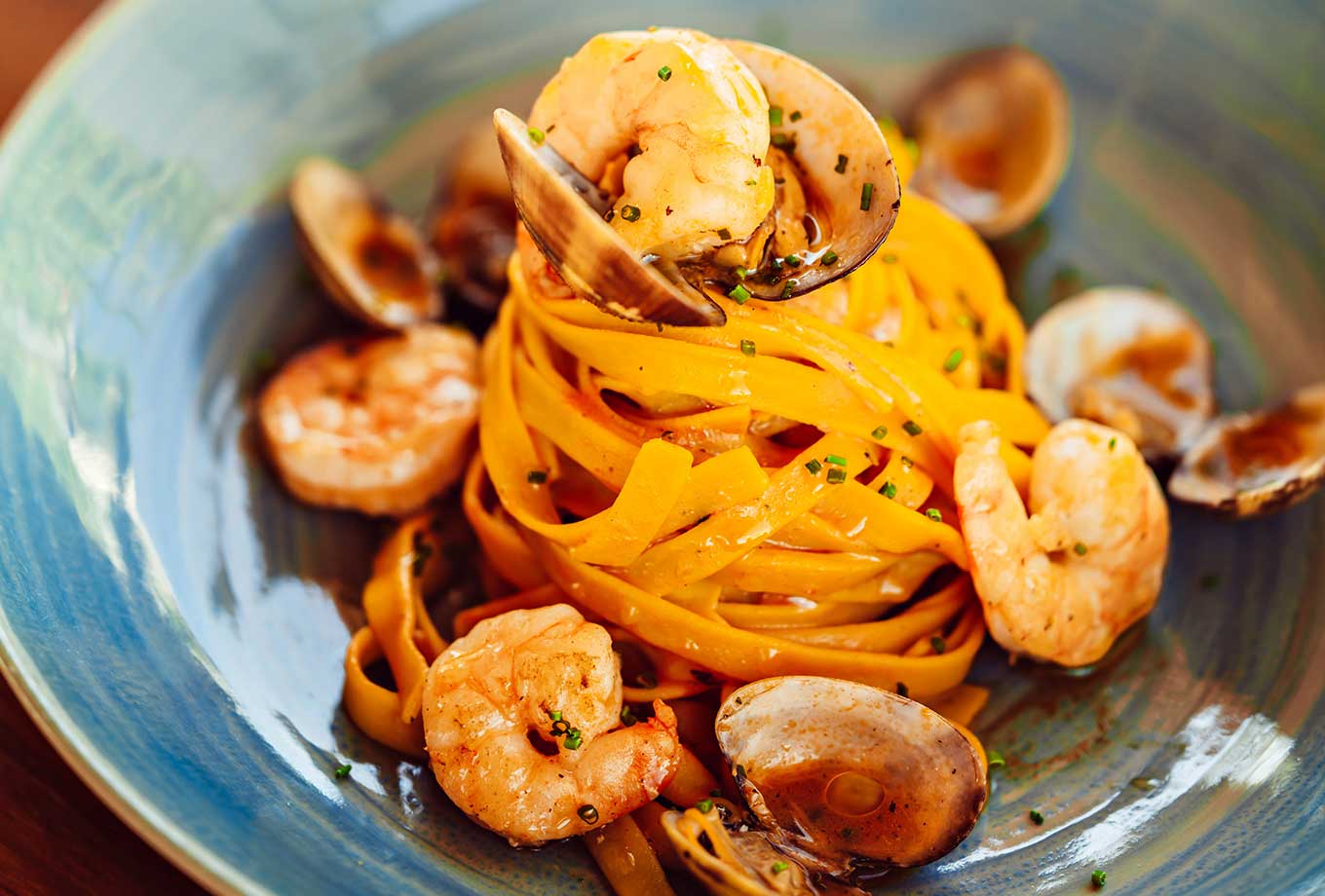 Seafood pasta. Los Olivos restaurant, Ibiza Seafood pasta. Los Olivos restaurant, Ibiza