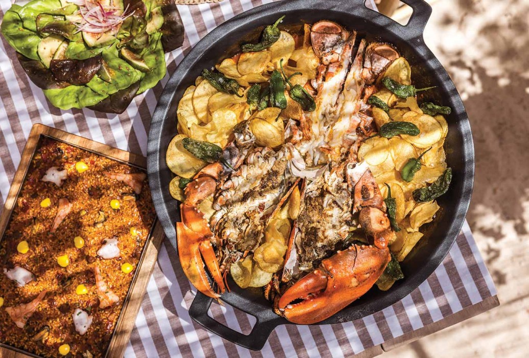 rice dish and lobster stew. Teranka Garden Restaurante , Formentera rice dish and lobster stew. Teranka Garden Restaurante , Formentera