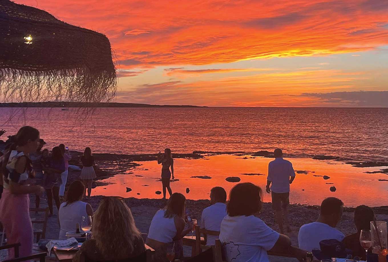 Sunset view from Can Carlitos restaurant, Formentera Sunset view from Can Carlitos restaurant, Formentera
