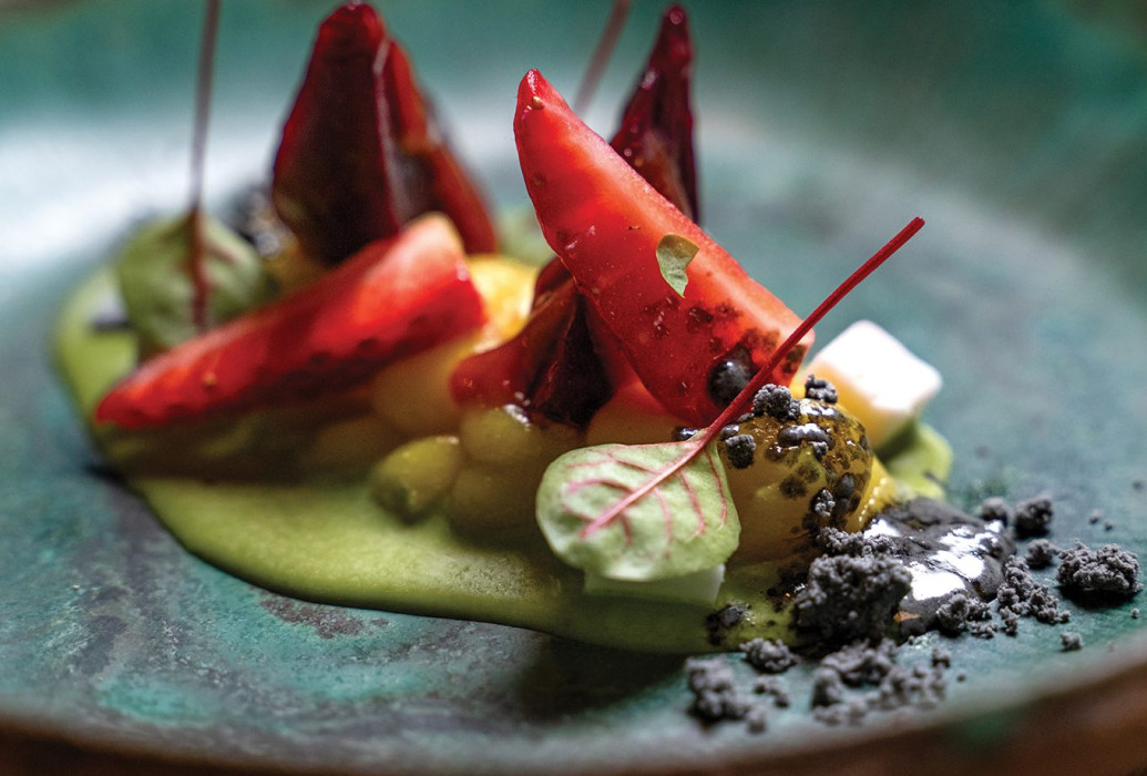 Beetroot, Ses Cabretes goat cheese, strawberry hoisin, licorice and herb escabeche. Salvia restaurant, Ibiza Beetroot, Ses Cabretes goat cheese, strawberry hoisin, licorice and herb escabeche. Salvia restaurant, Ibiza