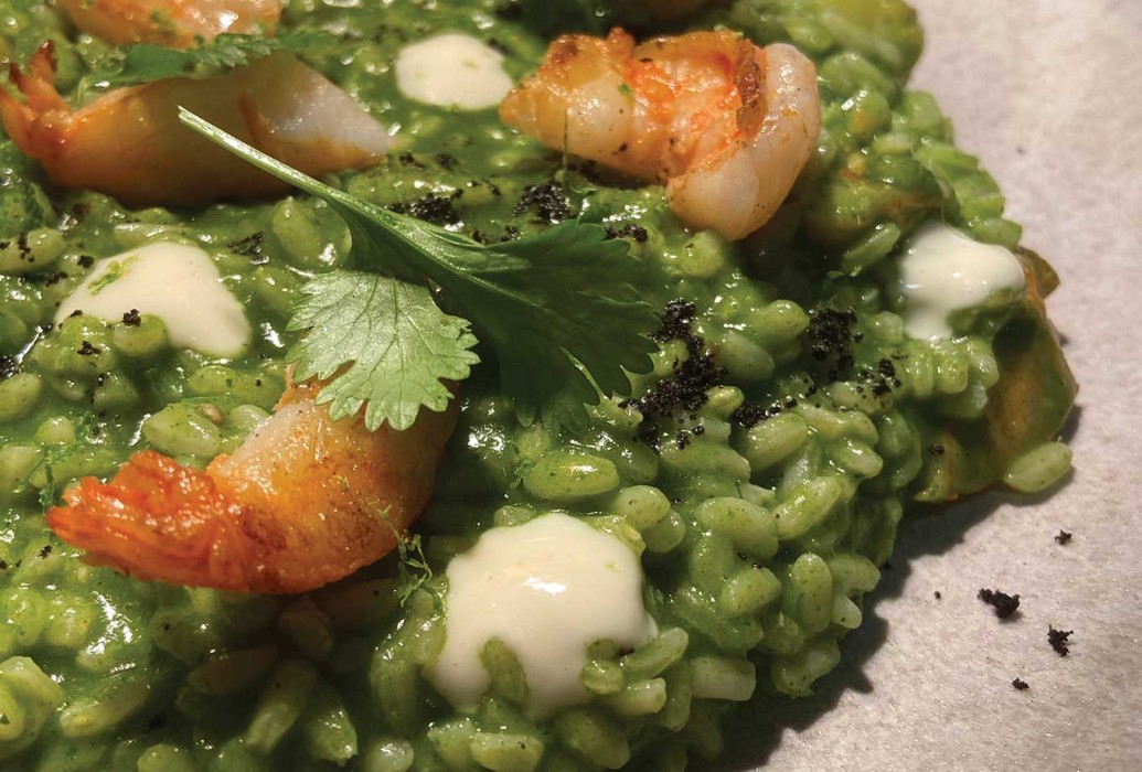 Cilantro and Shrimp Risotto. Restaurant Porta 36, Lisbon Cilantro and Shrimp Risotto. Restaurant Porta 36, Lisbon