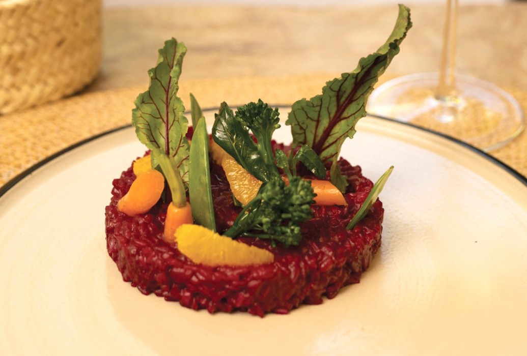 Red beetroot risotto. Restaurant Ocre, Mallorca Red beetroot risotto. Restaurant Ocre, Mallorca