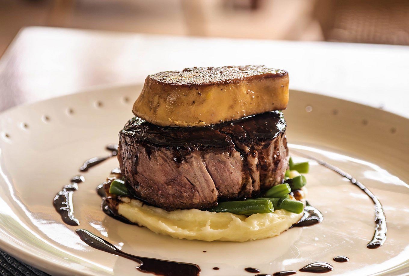 Beef tenderloin with foie. Alemany Restaurant, Mallorca Beef tenderloin with foie. Alemany Restaurant, Mallorca