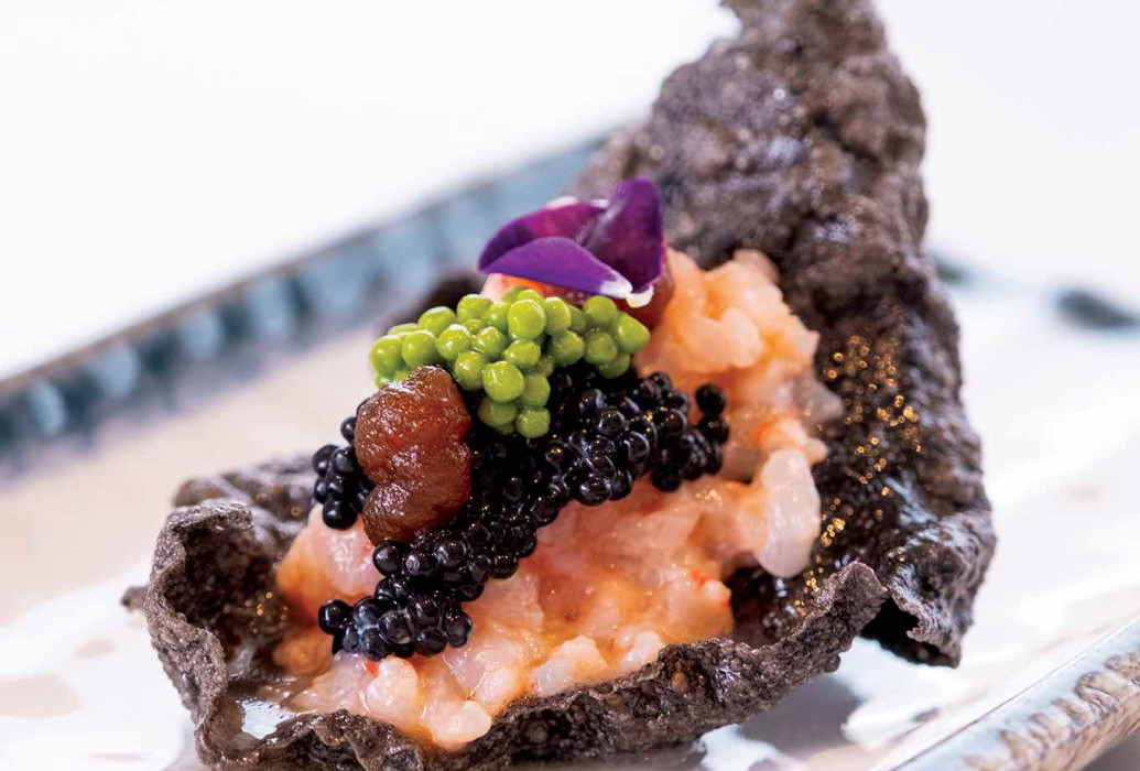 Tartar de gamba y vieira. Restaurante Suculenta Port de Sóller. Mallorca