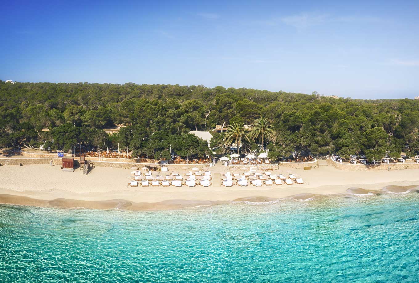 Aerial view Cala Bassa Beach Club, Ibiza Aerial view Cala Bassa Beach Club, Ibiza