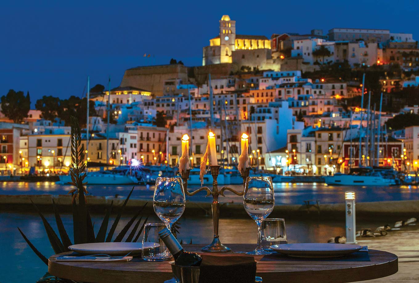 Dalt Vila views from El Náutico Ibiza restaurant Dalt Vila views from El Náutico Ibiza restaurant