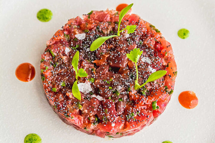 Tuna tartare and osmotised watermelon